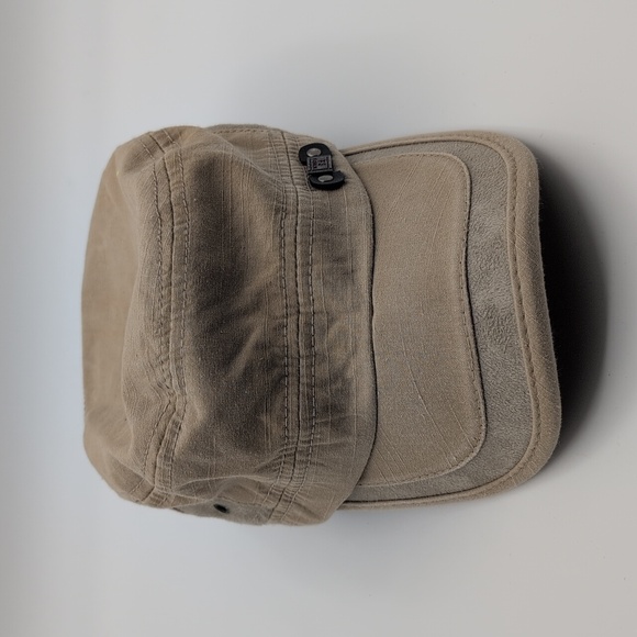 Tan Military Style Cap Adjustable Strap Chain Polyester Blend - Picture 8 of 12